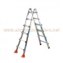 3+4 treads Aluminium telescopic ladders  Anti slip safety Suction cups foot