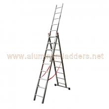 19' A-Type Triple Extension Aluminum Ladders 9 rungs