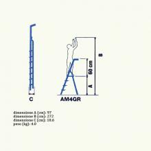 4 tread aluminum platform stepladder H 97 cm measures