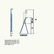 6 tread aluminum platform stepladder H 136 cm measures