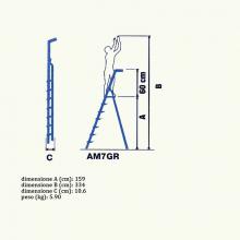 7 tread aluminum platform stepladder H 159 cm measures