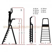 3 tread aluminum platform stepladder H 62 cm