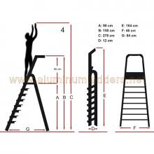 4 tread aluminum platform stepladder H 90 cm